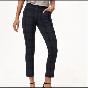 LOFT Marisa Skinny Blue Green Plaid Trouser Pants